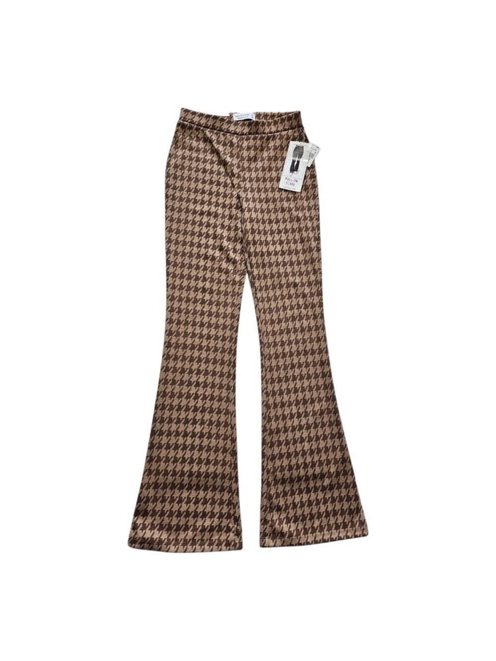 Vanilla Star Brown Houndstooth Flare Pants Size Small Juniors